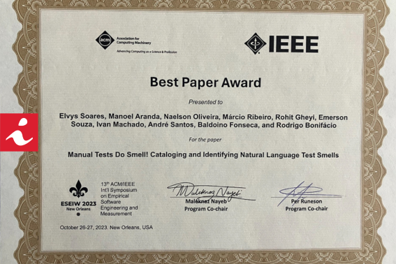 Certificado de melhor artigo no IEEE